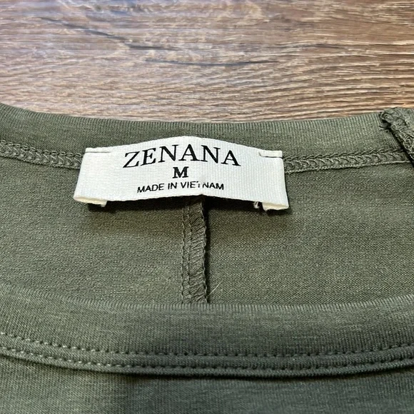 Zenana olive green 1/4 lace sleeve top - Picture 2 of 3